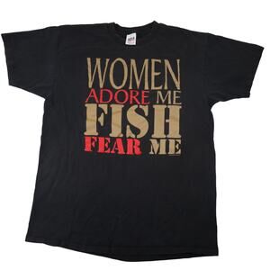 Vintage "Womens Adore Me, Fish Fear Me" Graphic T Shirt